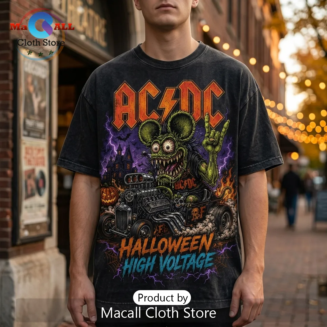 AC/DC x Rat Fink Monster Jam Halloween T-Shirt AC/DC x Rat Fink Monster Jam Halloween T-Shirt