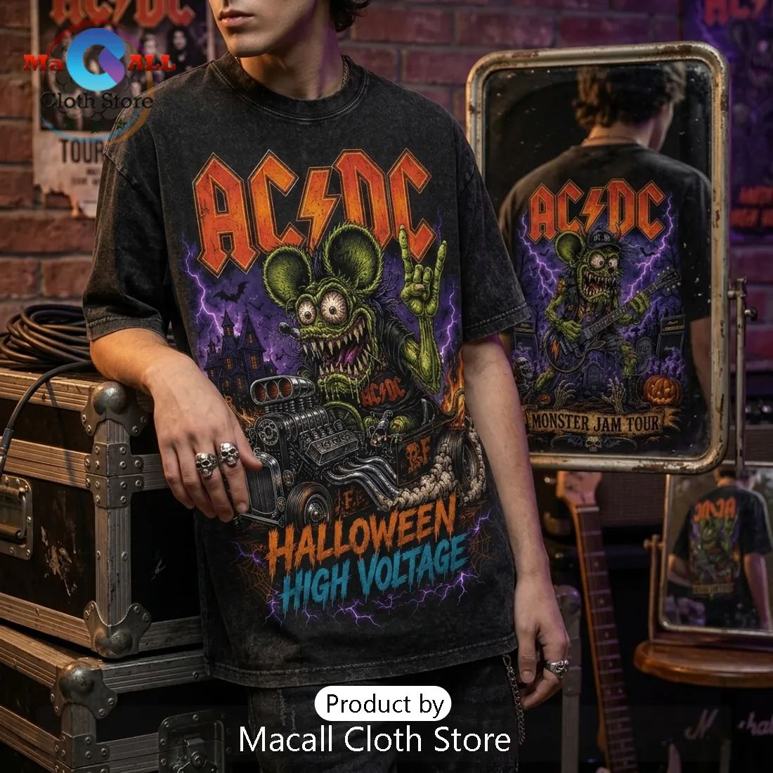 AC/DC x Rat Fink Monster Jam Halloween T-Shirt AC/DC x Rat Fink Monster Jam Halloween T-Shirt