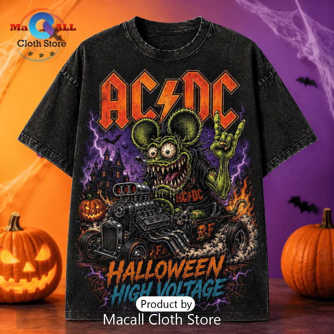 AC/DC x Rat Fink Monster Jam Halloween T-Shirt AC/DC x Rat Fink Monster Jam Halloween T-Shirt