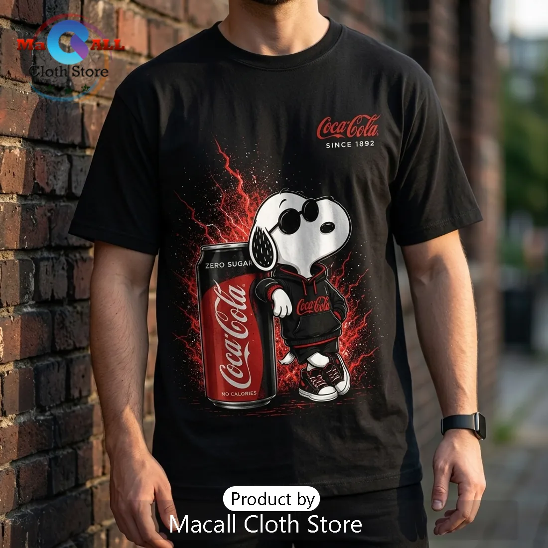 Coca-Cola Snoopy 134th Anniversary Black T-Shirt Coca-Cola Snoopy 134th Anniversary Black T-Shirt