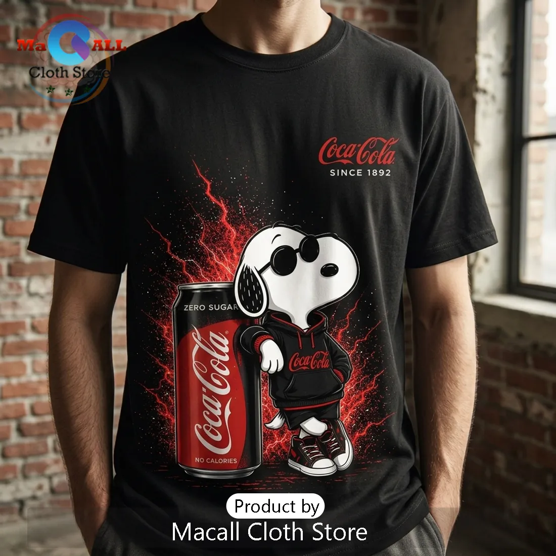 Coca-Cola Snoopy 134th Anniversary Black T-Shirt Coca-Cola Snoopy 134th Anniversary Black T-Shirt