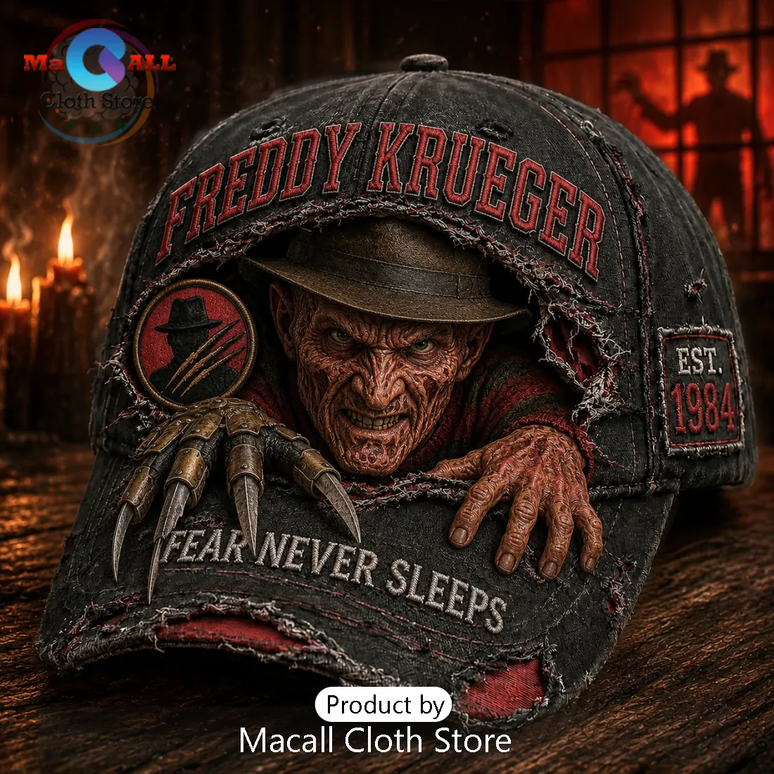 Freddy Krueger 1984 Distressed Denim Cap Freddy Krueger 1984 Distressed Denim Cap