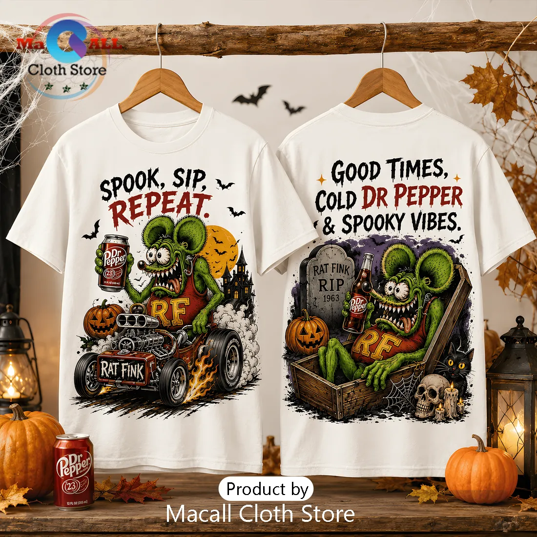 Dr Pepper Rat Fink Halloween Spooky Vibes T-Shirt Dr Pepper Rat Fink Halloween Spooky Vibes T-Shirt
