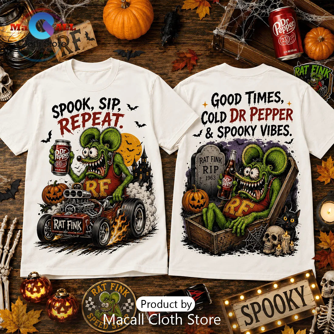 Dr Pepper Rat Fink Halloween Spooky Vibes T-Shirt Dr Pepper Rat Fink Halloween Spooky Vibes T-Shirt