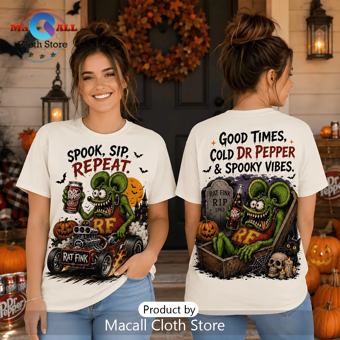 Dr Pepper Rat Fink Halloween Spooky Vibes T-Shirt Dr Pepper Rat Fink Halloween Spooky Vibes T-Shirt