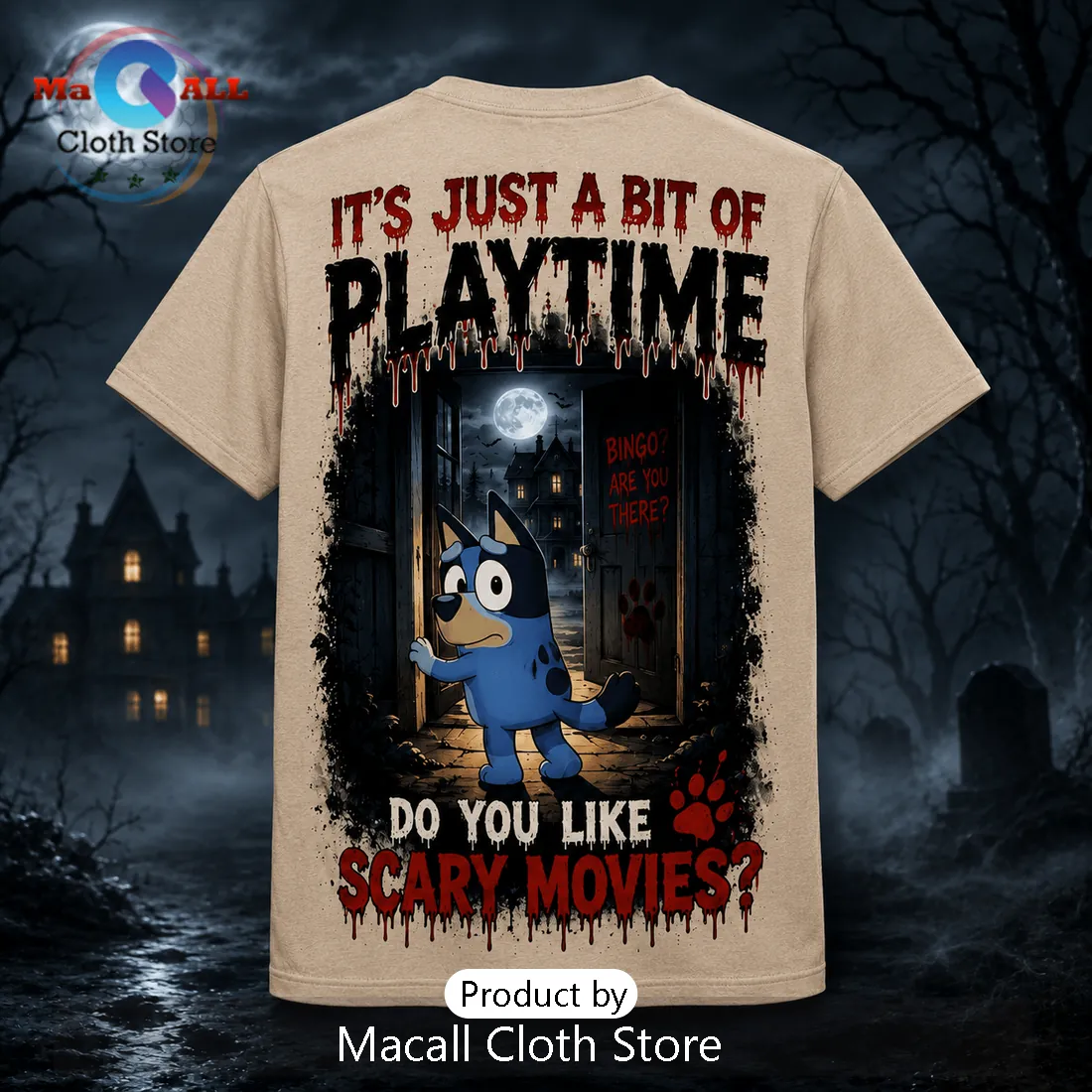 Bluey x Scream Halloween Mascot T-Shirt Bluey x Scream Halloween Mascot T-Shirt