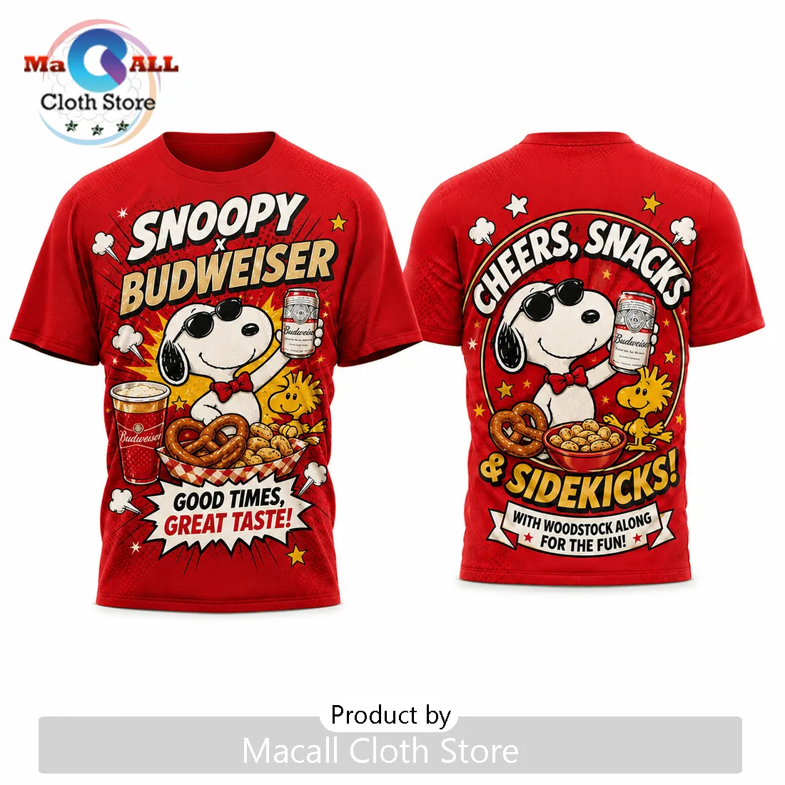 Snoopy x Budweiser Red Retro Comic T-Shirt Snoopy x Budweiser Red Retro Comic T-Shirt