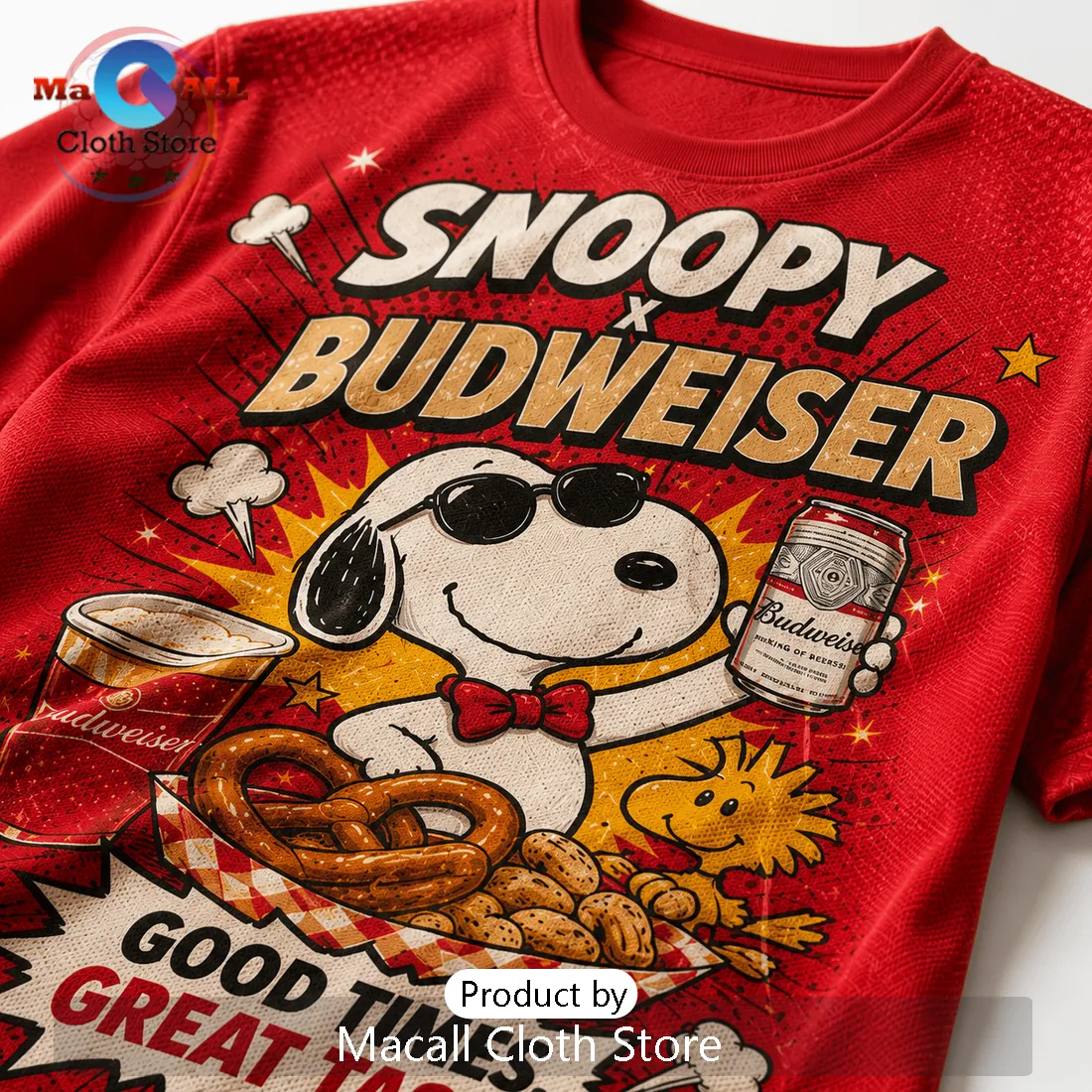 Snoopy x Budweiser Red Retro Comic T-Shirt Snoopy x Budweiser Red Retro Comic T-Shirt