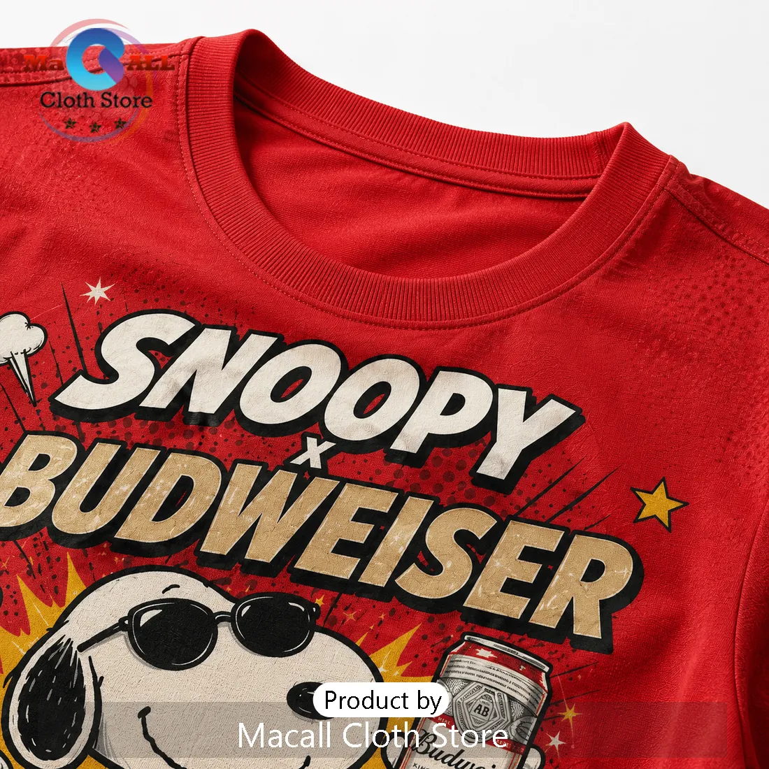 Snoopy x Budweiser Red Retro Comic T-Shirt Snoopy x Budweiser Red Retro Comic T-Shirt