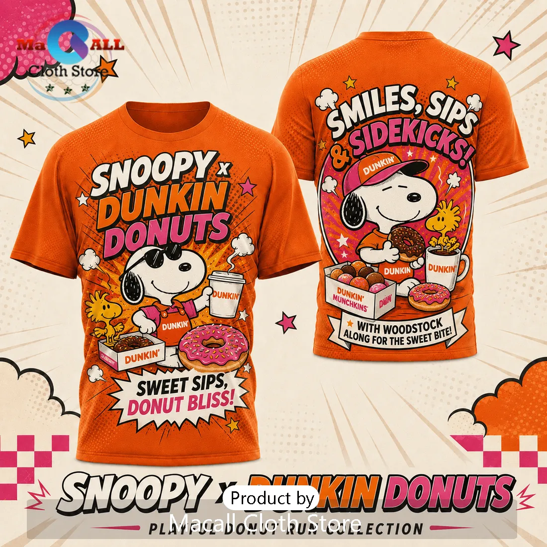 Snoopy x Dunkin Donuts Orange Retro T-Shirt Snoopy x Dunkin Donuts Orange Retro T-Shirt