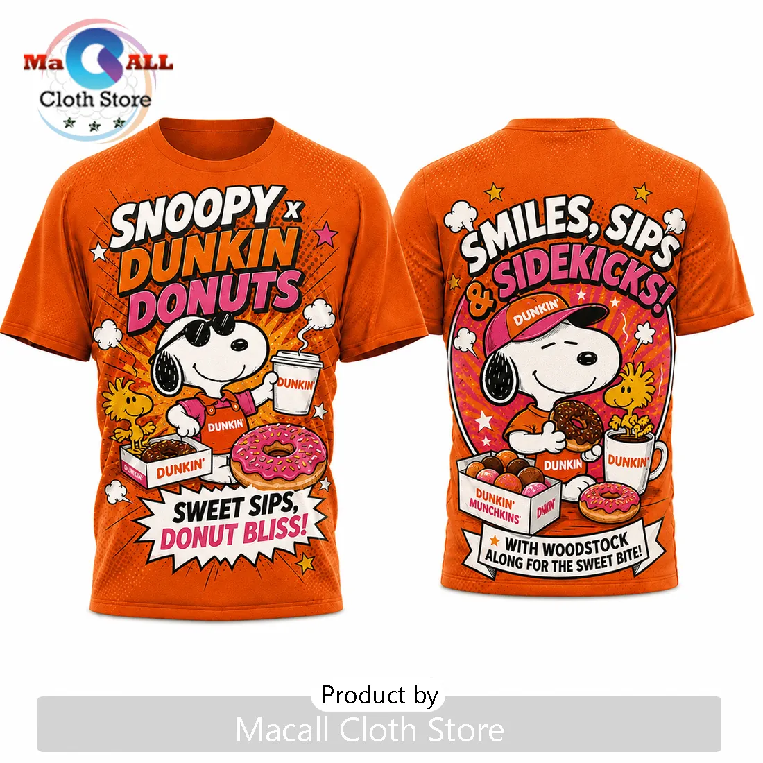Snoopy x Dunkin Donuts Orange Retro T-Shirt Snoopy x Dunkin Donuts Orange Retro T-Shirt