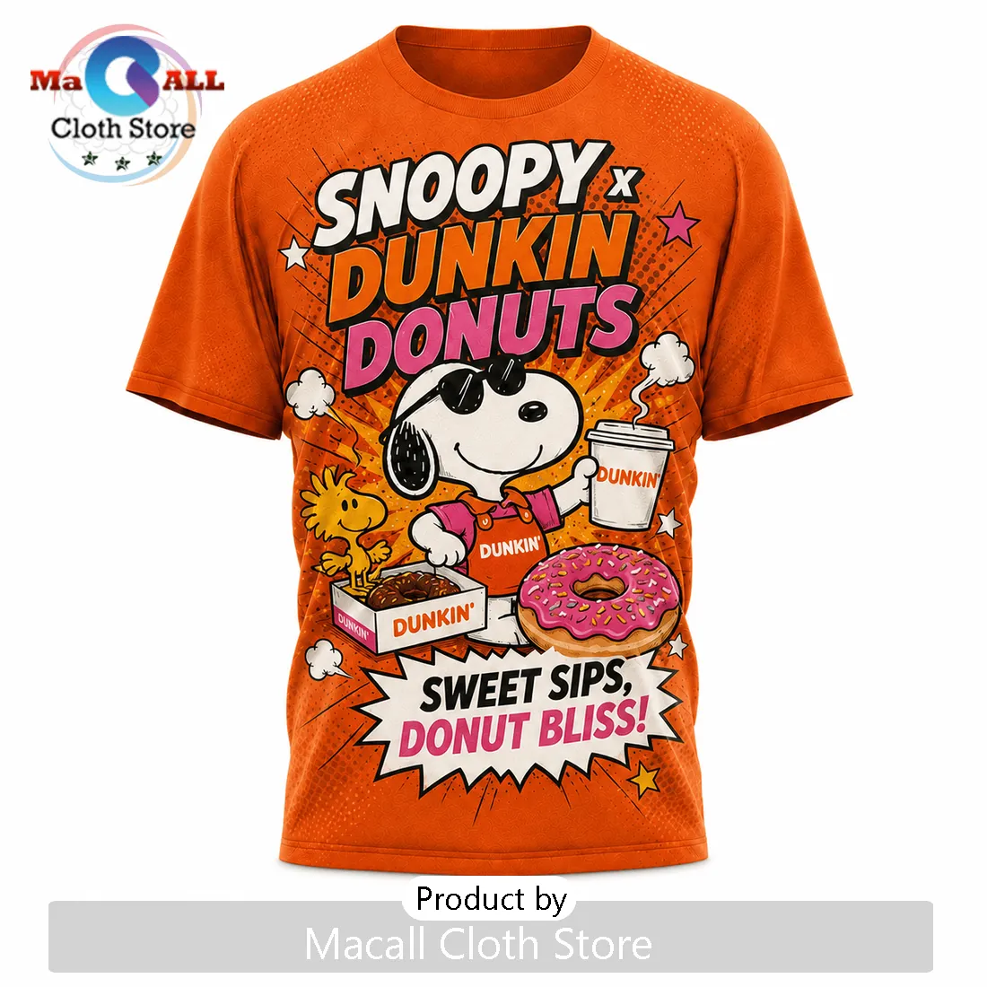Snoopy x Dunkin Donuts Orange Retro T-Shirt Snoopy x Dunkin Donuts Orange Retro T-Shirt
