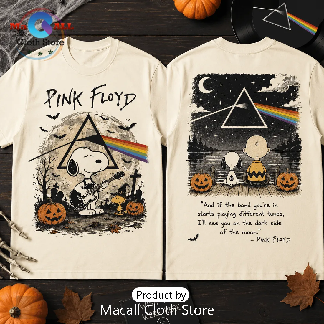 Pink Floyd x Snoopy Dark Side of the Moon Cream T-Shirt Pink Floyd x Snoopy Dark Side of the Moon Cream T-Shirt