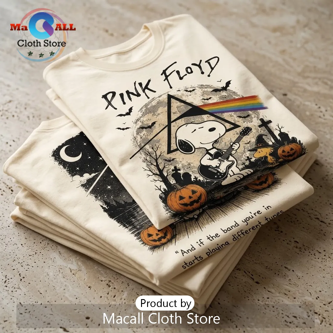 Pink Floyd x Snoopy Dark Side of the Moon Cream T-Shirt Pink Floyd x Snoopy Dark Side of the Moon Cream T-Shirt