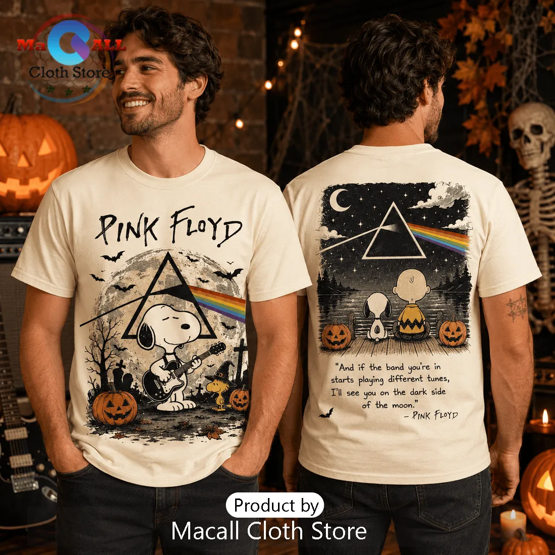 Pink Floyd x Snoopy Dark Side of the Moon Cream T-Shirt Pink Floyd x Snoopy Dark Side of the Moon Cream T-Shirt