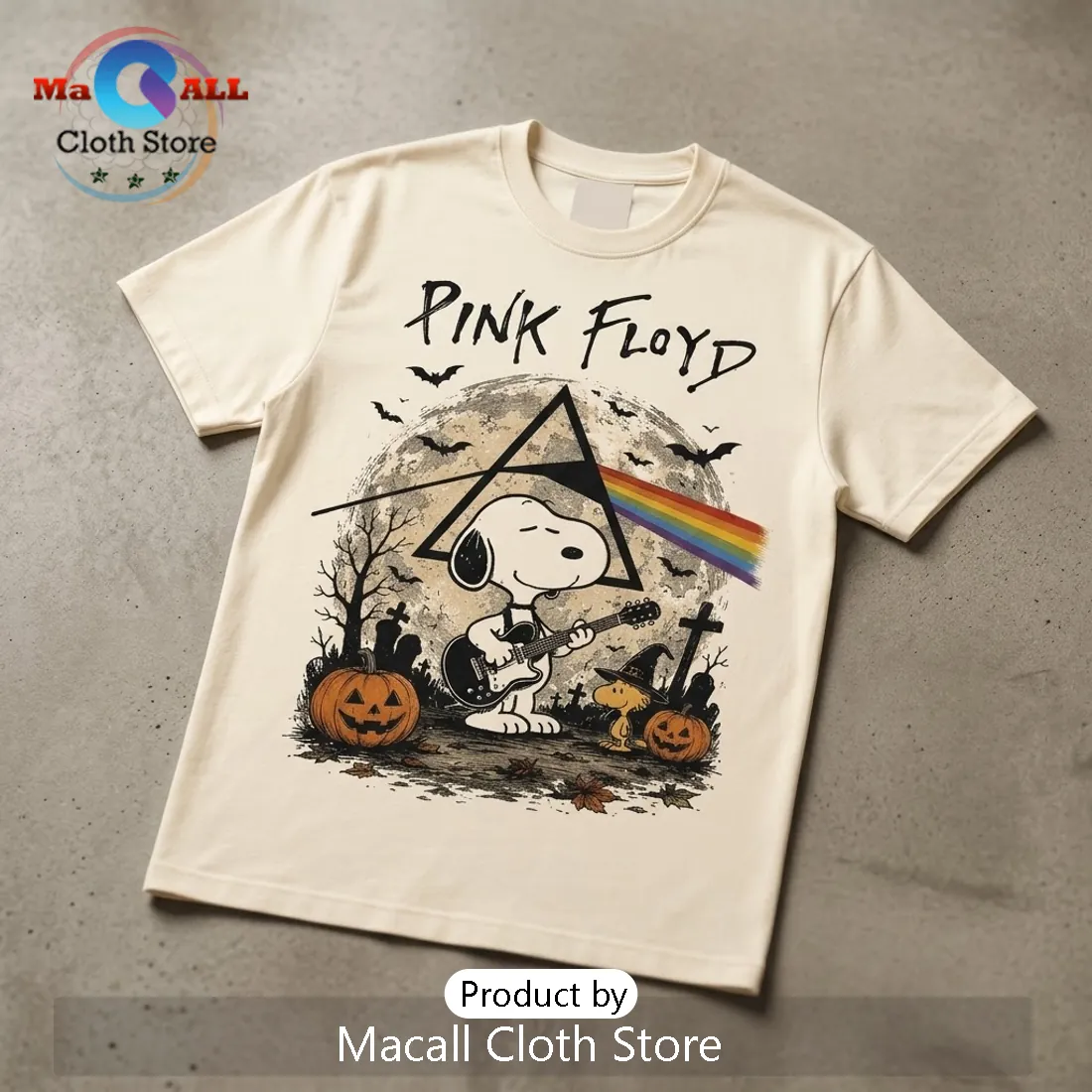 Pink Floyd x Snoopy Dark Side of the Moon Cream T-Shirt Pink Floyd x Snoopy Dark Side of the Moon Cream T-Shirt
