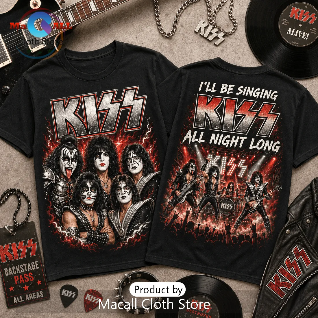 KISS Band Rock And Roll All Night Black T-Shirt KISS Band Rock And Roll All Night Black T-Shirt