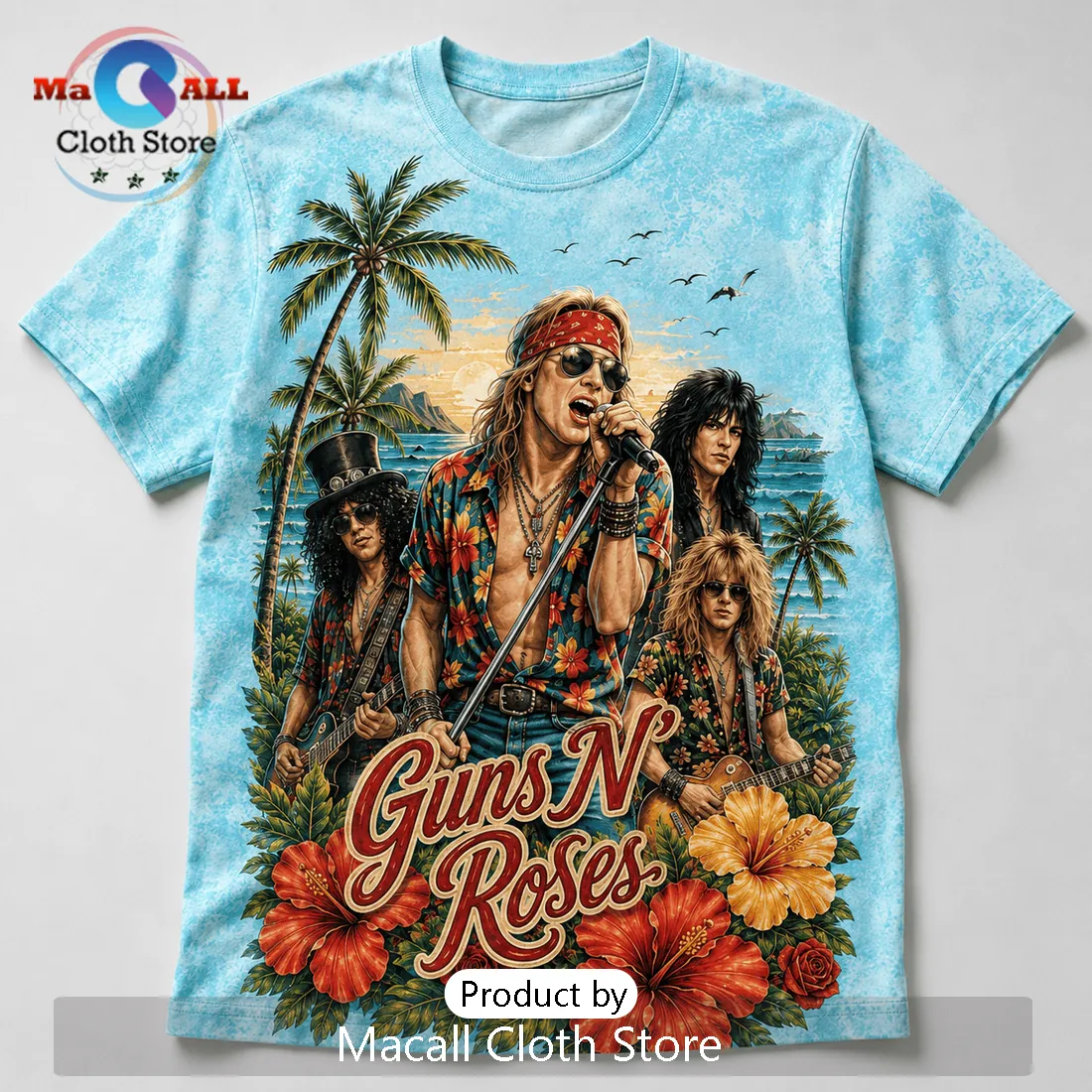 Guns N Roses Tropical Pattern Limited Edition T-Shirt Guns N Roses Tropical Pattern Limited Edition T-Shirt