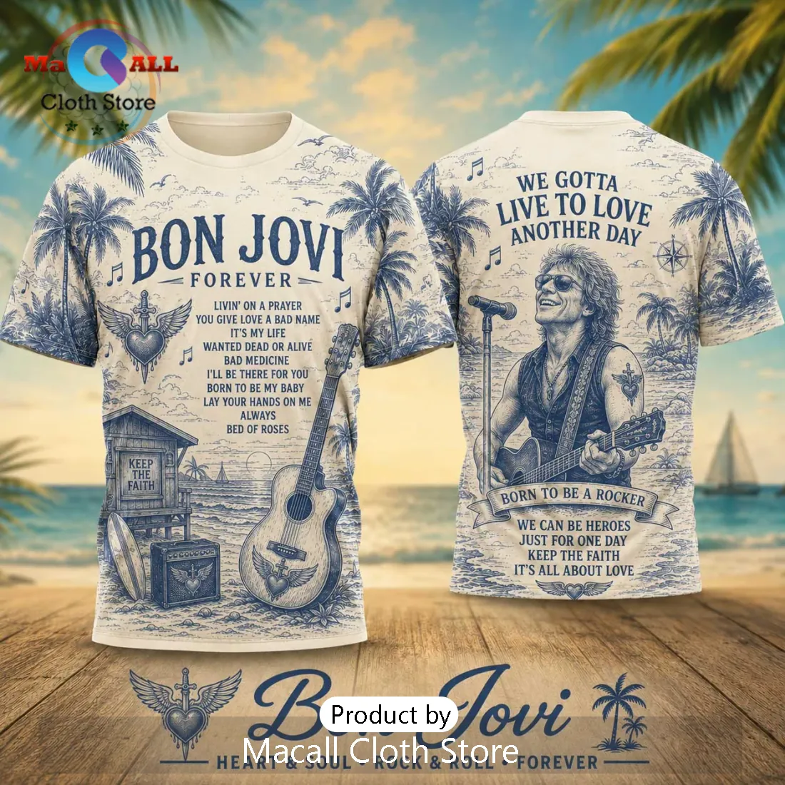 Bon Jovi Forever Tour Limited Edition Beige T-Shirt Bon Jovi Forever Tour Limited Edition Beige T-Shirt