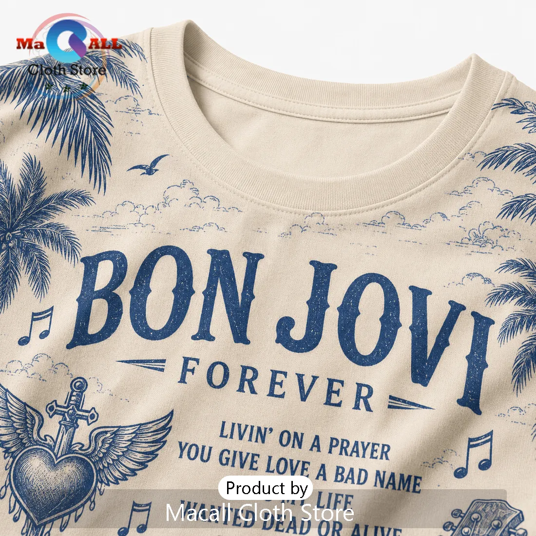 Bon Jovi Forever Tour Limited Edition Beige T-Shirt Bon Jovi Forever Tour Limited Edition Beige T-Shirt