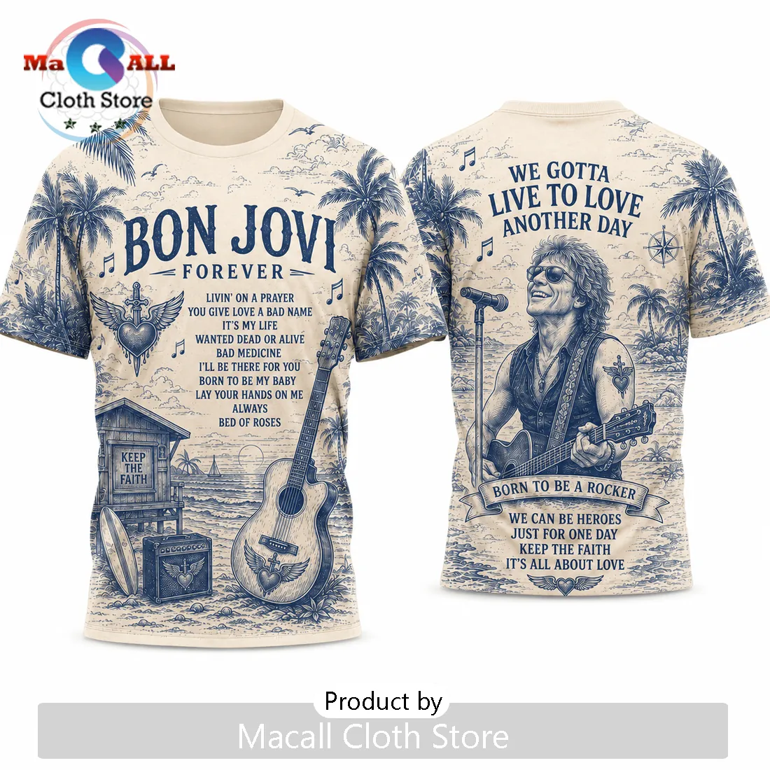 Bon Jovi Forever Tour Limited Edition Beige T-Shirt Bon Jovi Forever Tour Limited Edition Beige T-Shirt