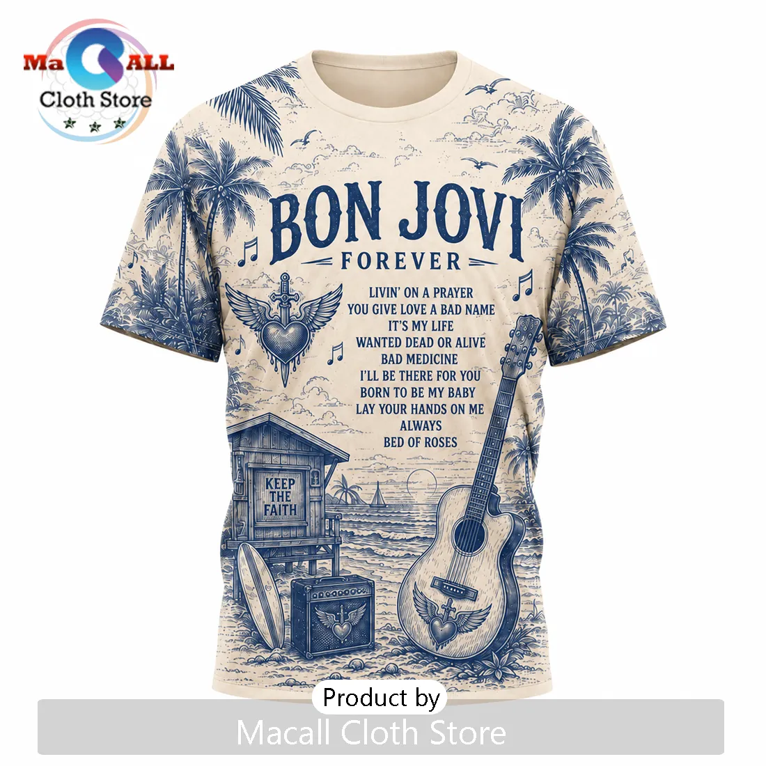 Bon Jovi Forever Tour Limited Edition Beige T-Shirt Bon Jovi Forever Tour Limited Edition Beige T-Shirt