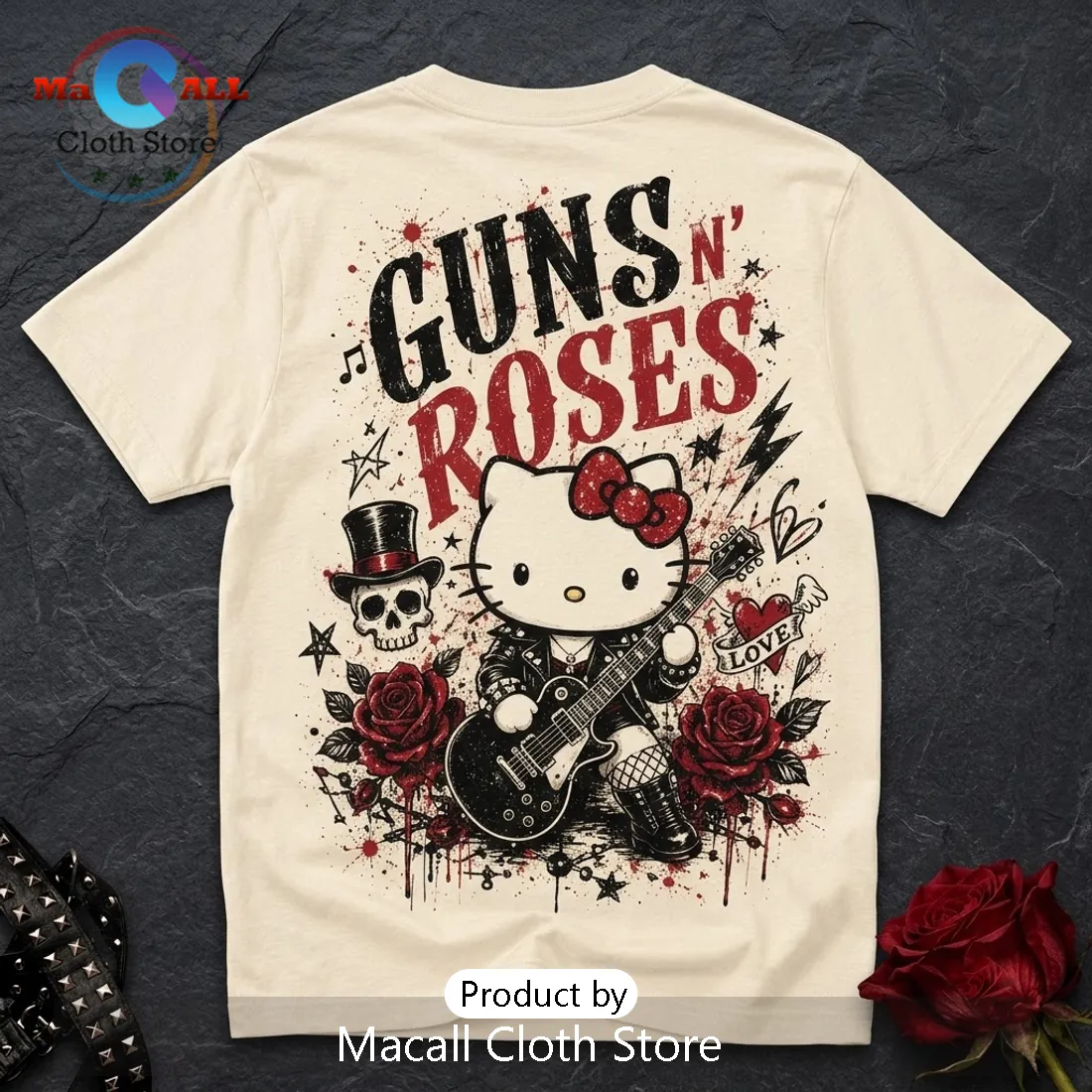 Guns N Roses Sweet Chaos Hello Kitty Rock T-Shirt Guns N Roses Sweet Chaos Hello Kitty Rock T-Shirt