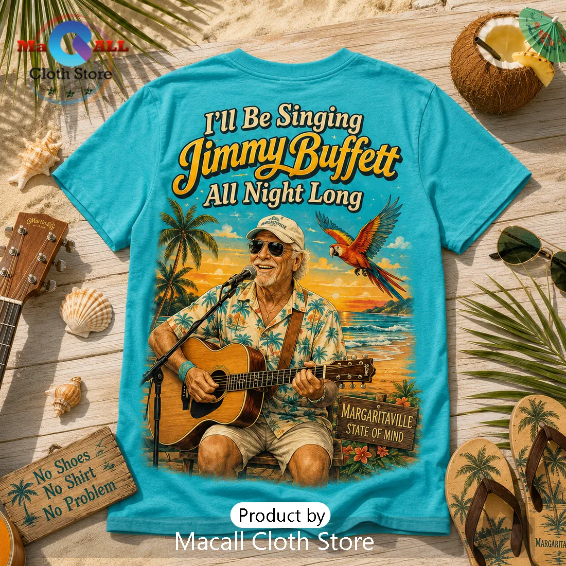 Jimmy Buffett It Is 5 OClock Somewhere Teal T-Shirt Jimmy Buffett It Is 5 OClock Somewhere Teal T-Shirt