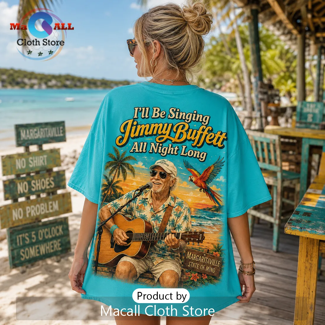 Jimmy Buffett It Is 5 OClock Somewhere Teal T-Shirt Jimmy Buffett It Is 5 OClock Somewhere Teal T-Shirt