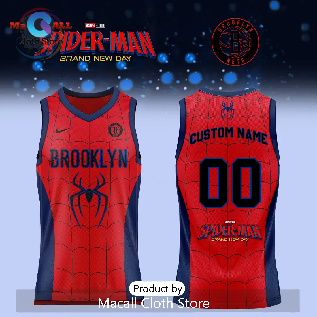 Spider-Man x Brooklyn Nets 2026 Red Basketball Jersey Spider-Man x Brooklyn Nets 2026 Red Basketball Jersey