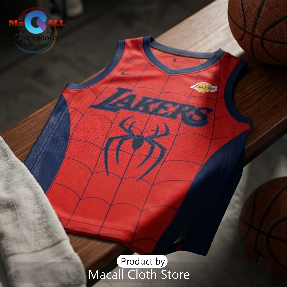 Spider-Man x Los Angeles Lakers Red Basketball Jersey