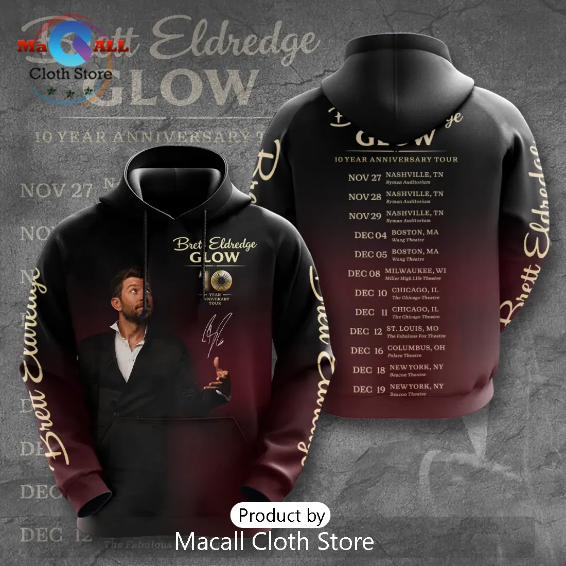 Brett Eldredge Glow 10th Anniversary Tour Hoodie Brett Eldredge Glow 10th Anniversary Tour Hoodie