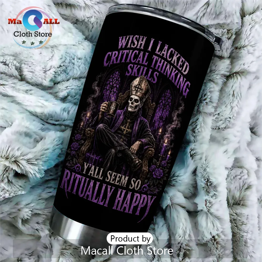 Ghost Band Ritual Quote Purple Stainless Steel Tumbler Ghost Band Ritual Quote Purple Stainless Steel Tumbler