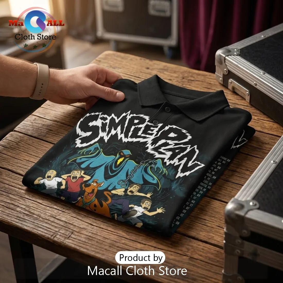 Simple Plan Scooby-Doo Tour 2026 Black Polo Shirt Simple Plan Scooby-Doo Tour 2026 Black Polo Shirt
