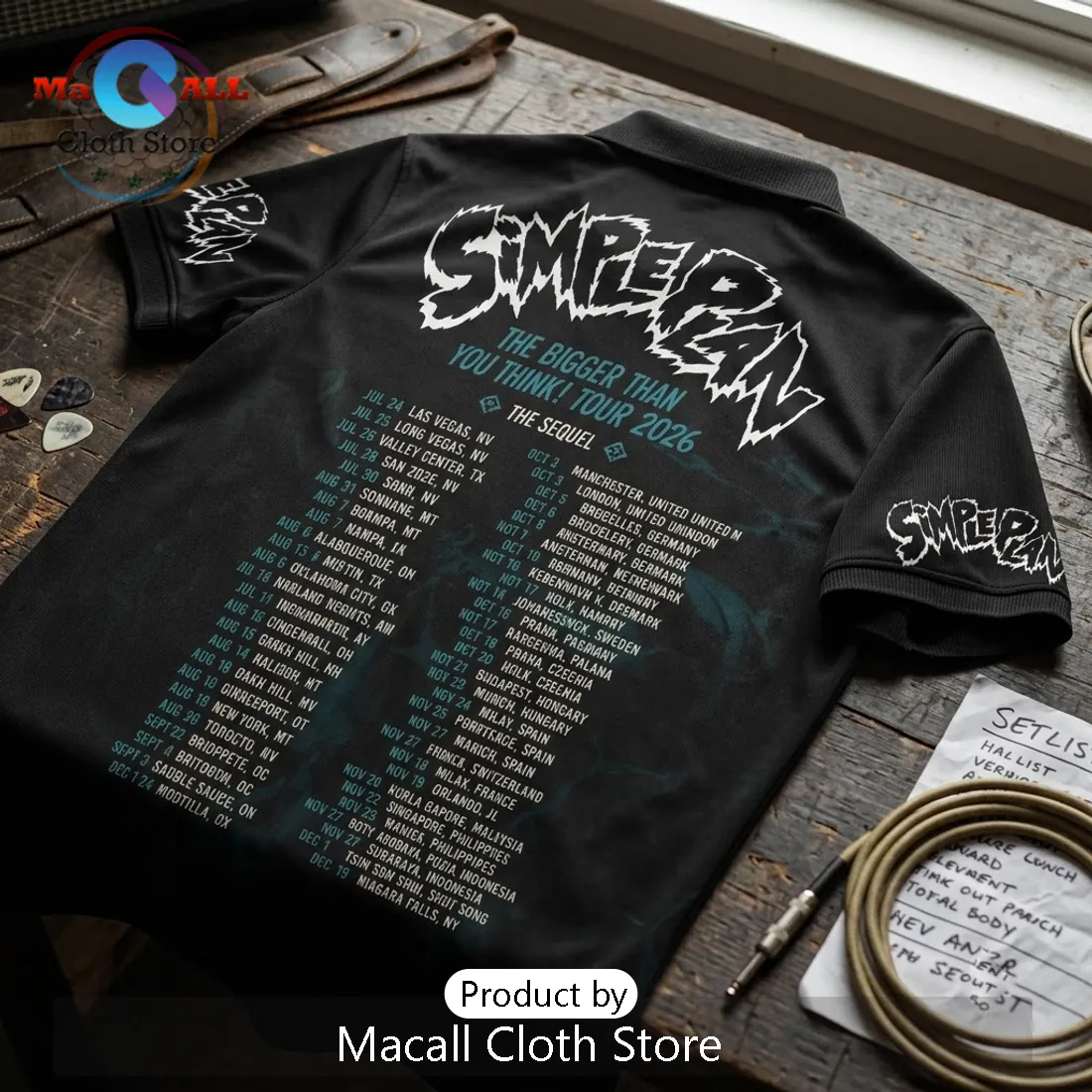 Simple Plan Scooby-Doo Tour 2026 Black Polo Shirt Simple Plan Scooby-Doo Tour 2026 Black Polo Shirt