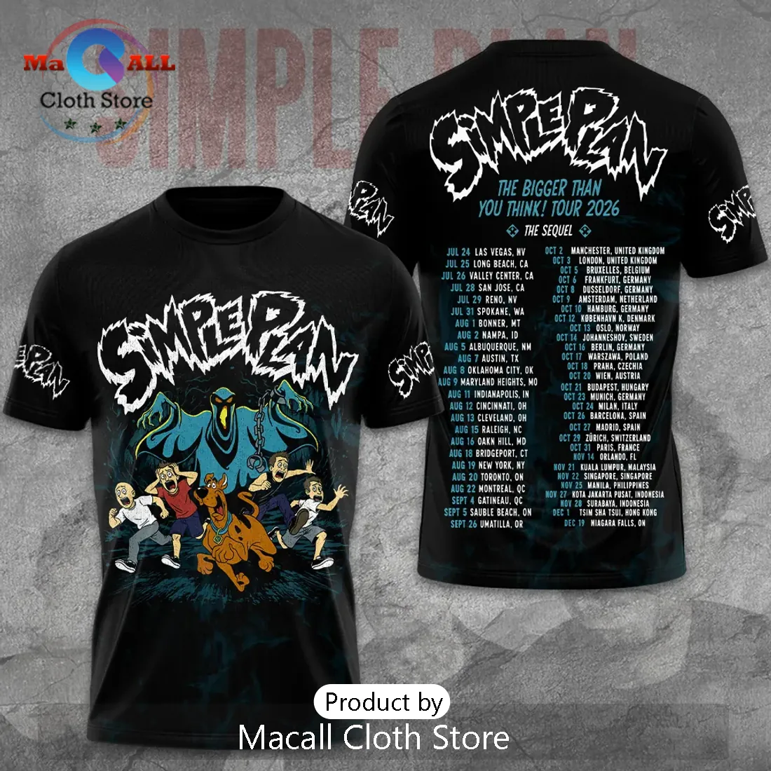 Simple Plan Tour 2026 Scooby-Doo Black T-Shirt Simple Plan Tour 2026 Scooby-Doo Black T-Shirt