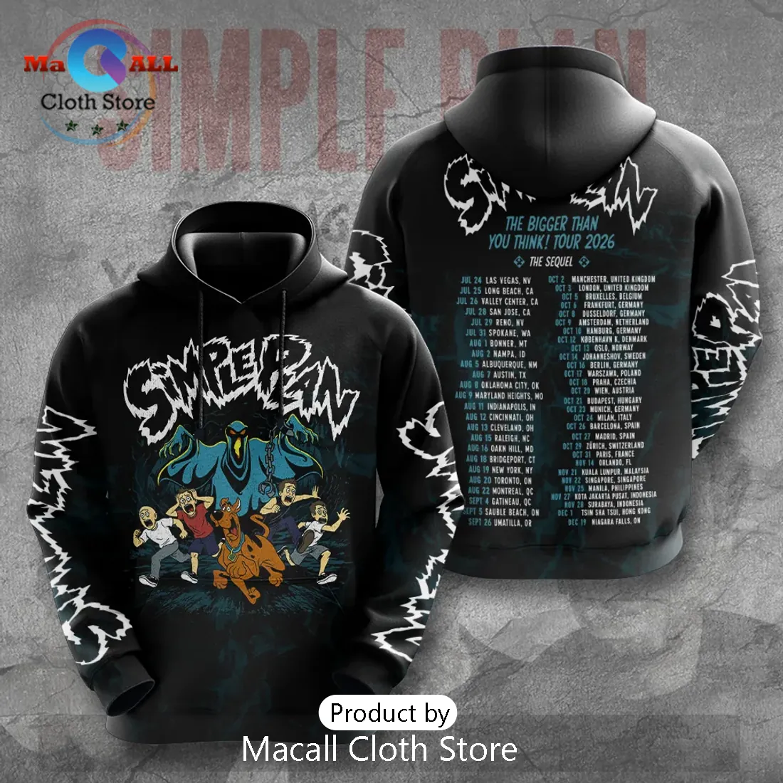 Simple Plan Tour 2026 Scooby-Doo Black T-Shirt Simple Plan Tour 2026 Scooby-Doo Black T-Shirt