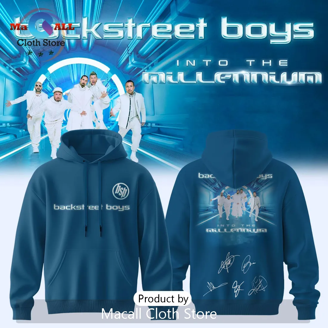 Backstreet Boys Into The Millennium Blue Signature Hoodie Backstreet Boys Into The Millennium Blue Signature Hoodie