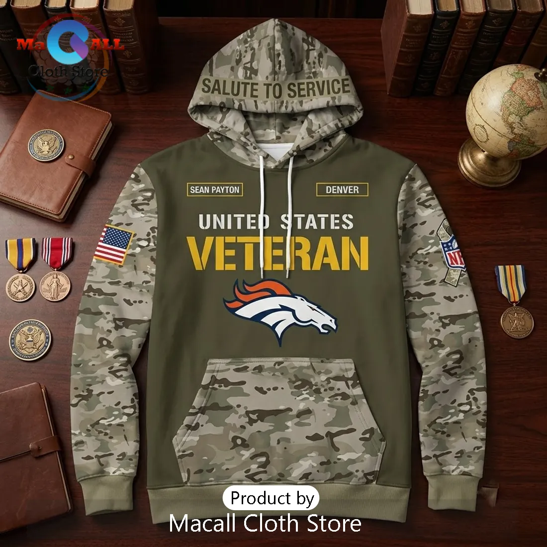 Denver Broncos Veteran Salute to Service Camo Hoodie Denver Broncos Veteran Salute to Service Camo Hoodie