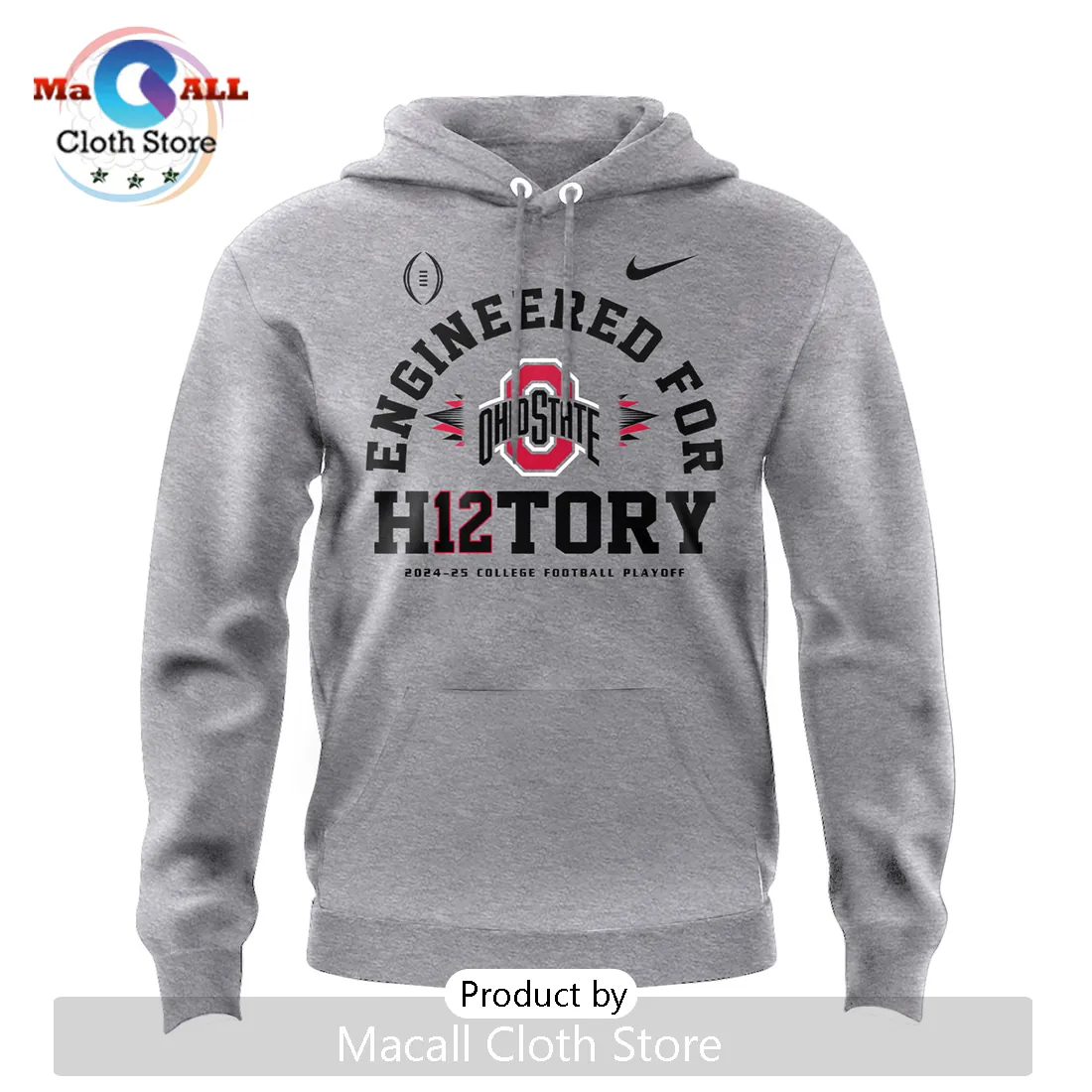 Ohio State Buckeyes 2024 Engineered For History Gray Hoodie Ohio State Buckeyes 2024 Engineered For History Gray Hoodie