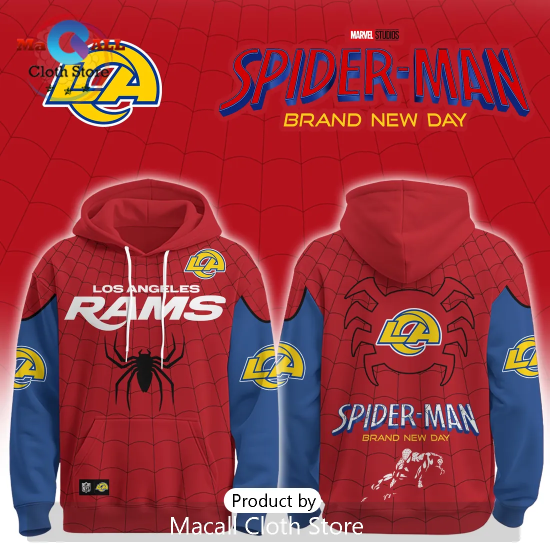 Los Angeles Rams x Spider-Man Marvel Hoodie Los Angeles Rams x Spider-Man Marvel Hoodie