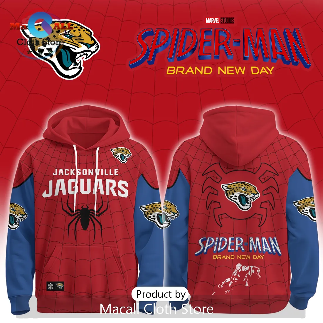 Jacksonville Jaguars x Spider-Man Marvel Hoodie Jacksonville Jaguars x Spider-Man Marvel Hoodie