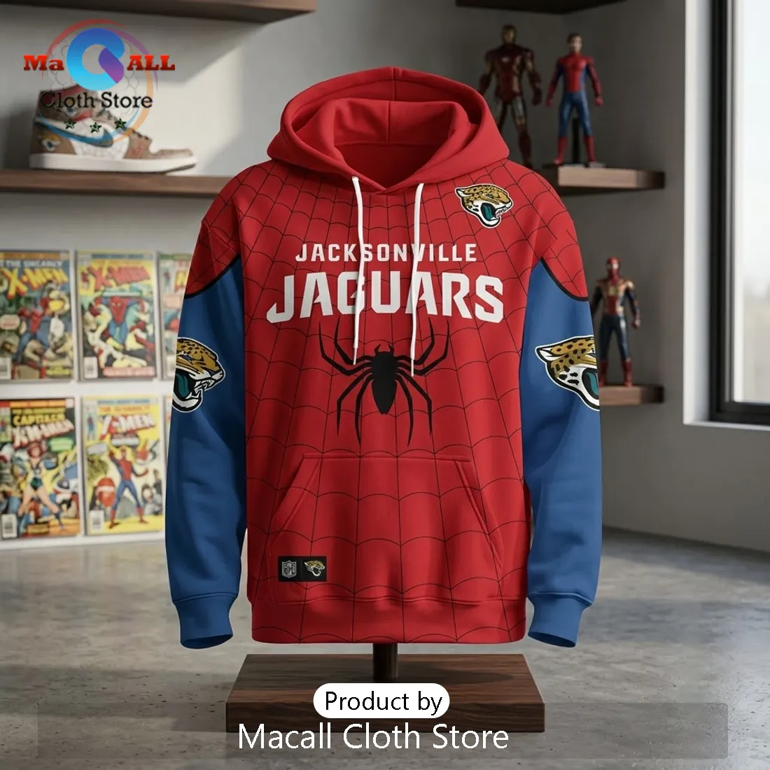 Jacksonville Jaguars x Spider-Man Marvel Hoodie Jacksonville Jaguars x Spider-Man Marvel Hoodie