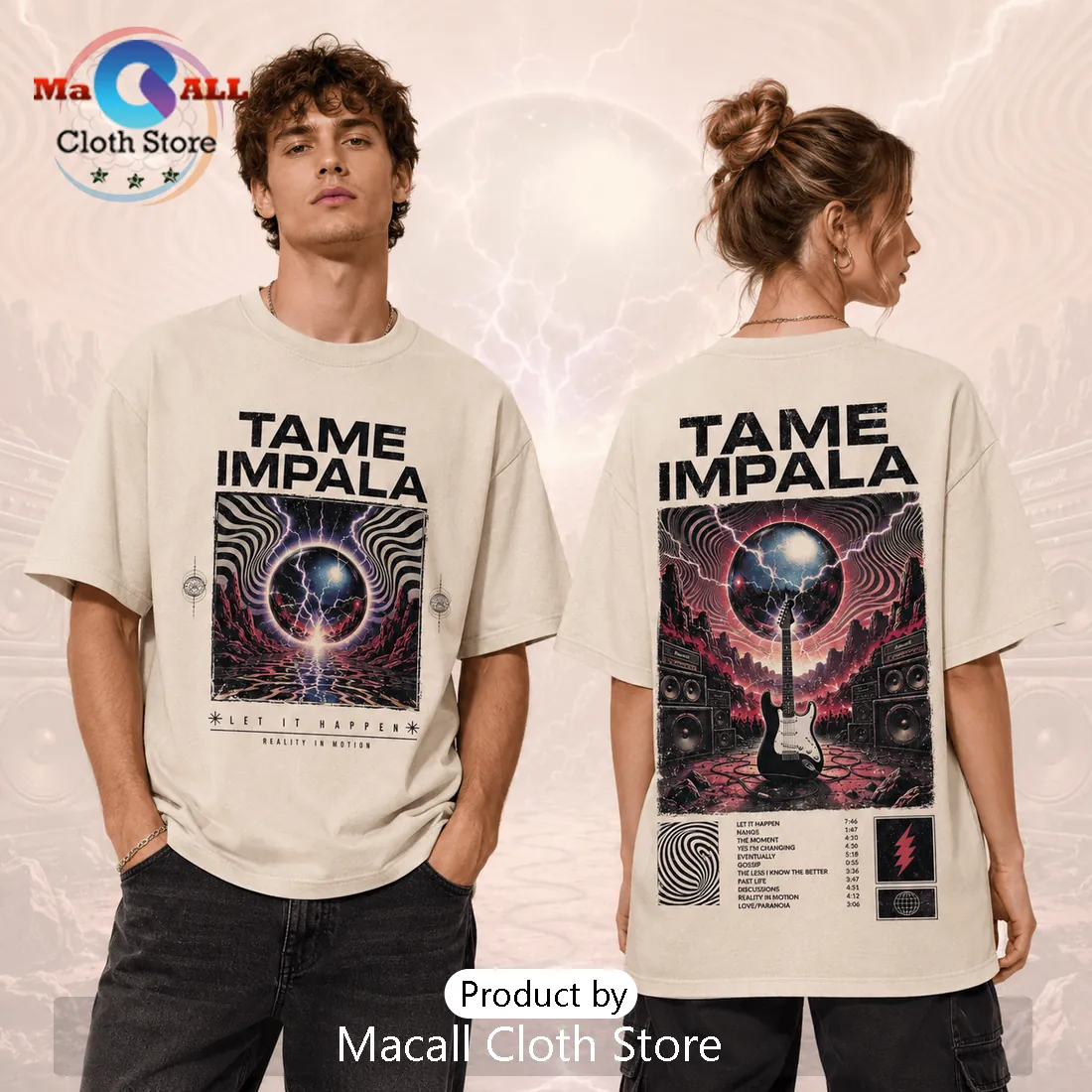 Tame Impala Reality In Motion Beige T-Shirt Tame Impala Reality In Motion Beige T-Shirt
