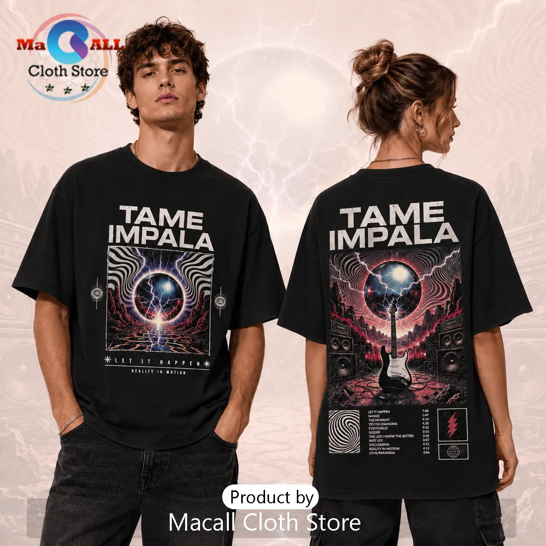 Tame Impala Reality In Motion Beige T-Shirt Tame Impala Reality In Motion Beige T-Shirt