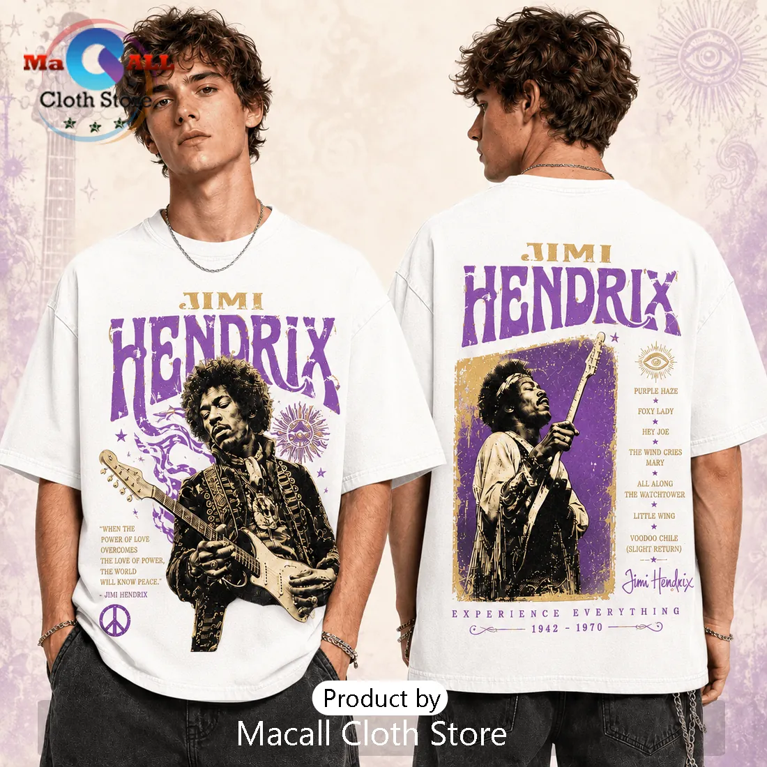 Jimi Hendrix Psychedelic Rock Black T-Shirt Jimi Hendrix Psychedelic Rock Black T-Shirt
