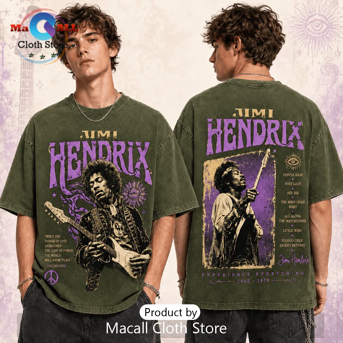 Jimi Hendrix Psychedelic Rock Black T-Shirt Jimi Hendrix Psychedelic Rock Black T-Shirt
