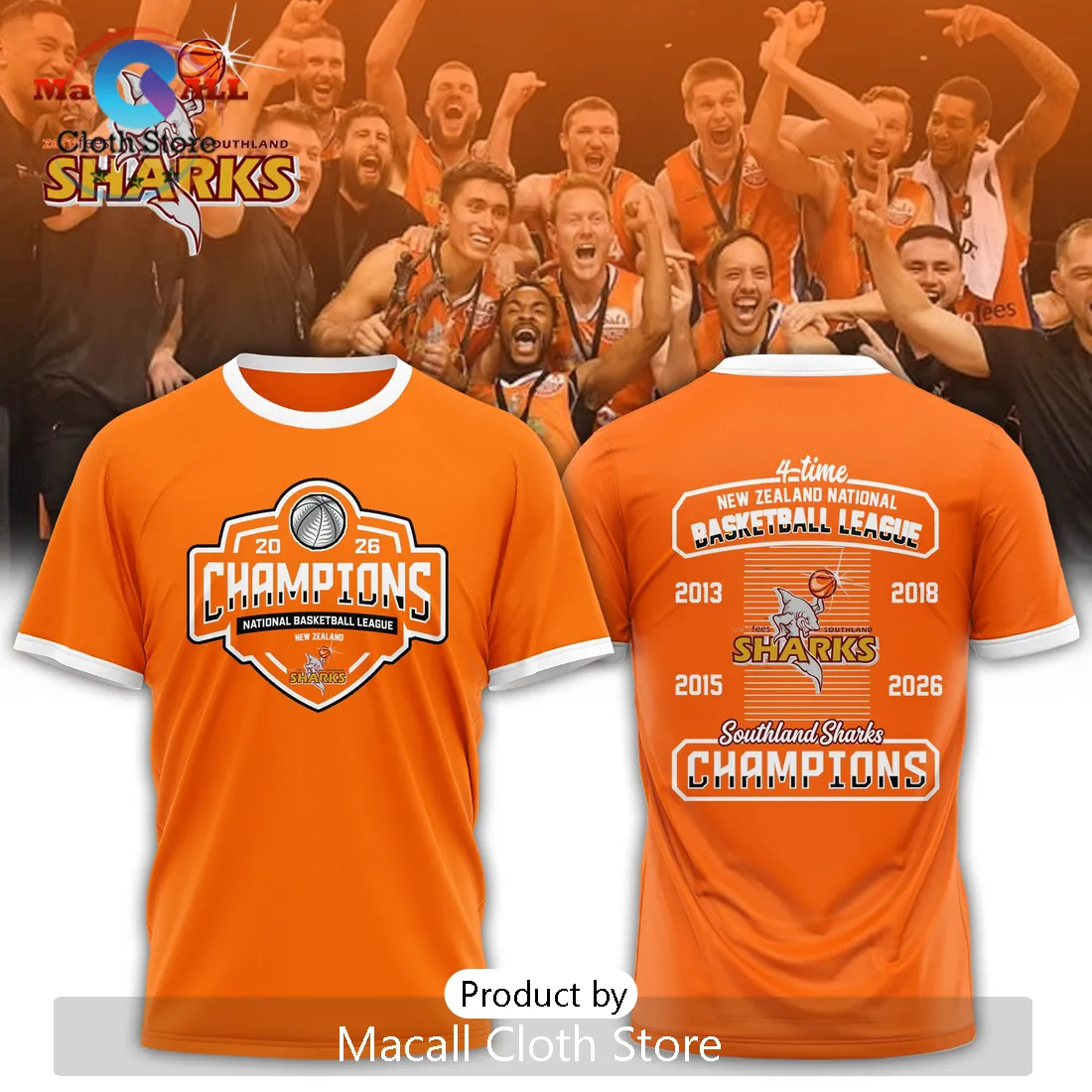 Southland Sharks 2026 Champions Orange Hoodie Southland Sharks 2026 Champions Orange Hoodie