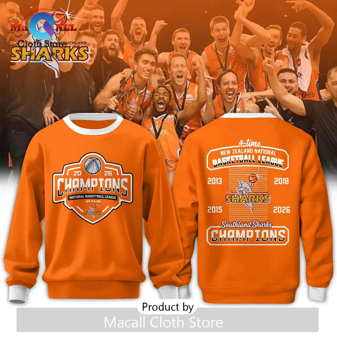 Southland Sharks 2026 Champions Orange Hoodie Southland Sharks 2026 Champions Orange Hoodie