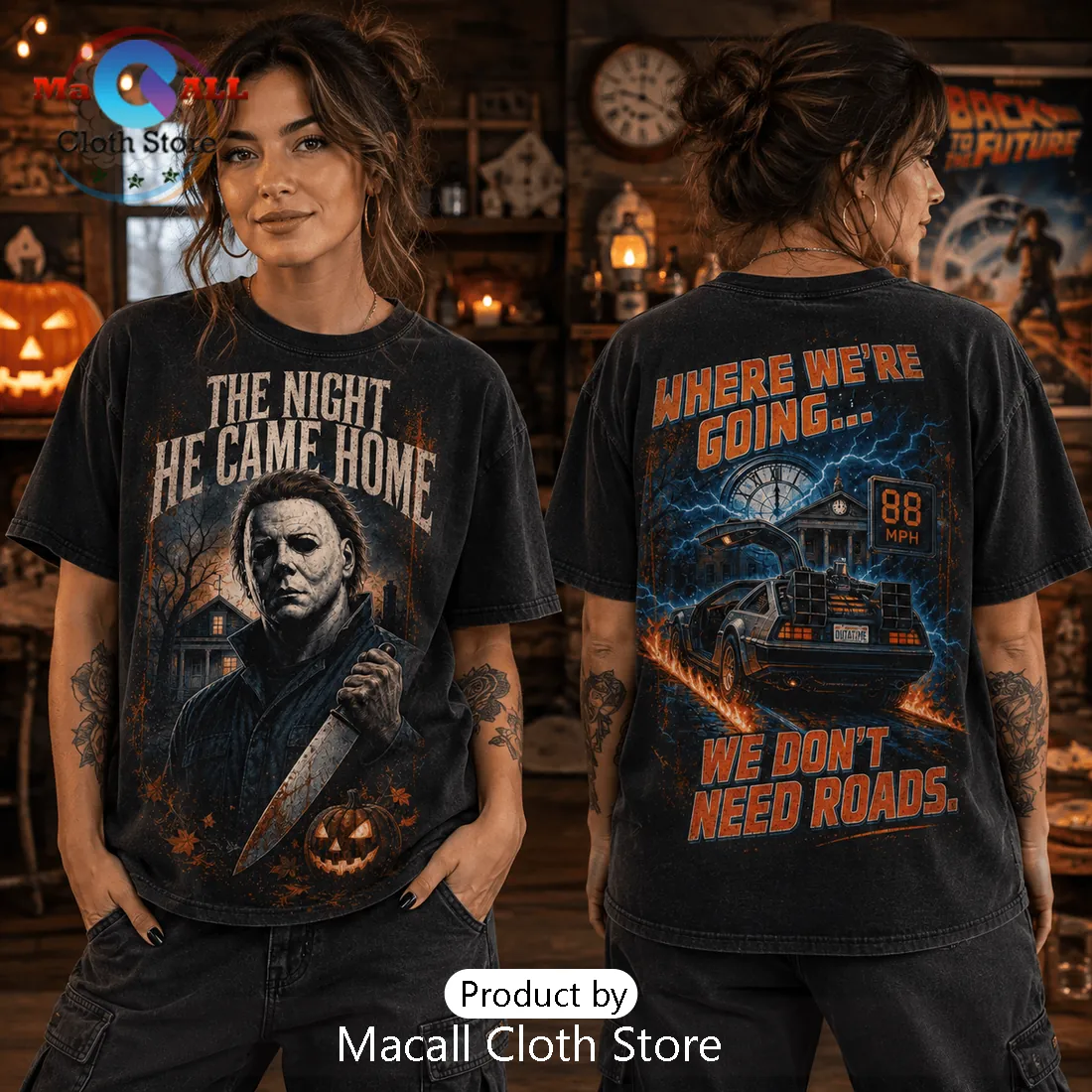 Michael Myers x Back to the Future Horror Movie T-Shirt Michael Myers x Back to the Future Horror Movie T-Shirt
